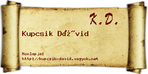 Kupcsik Dávid névjegykártya